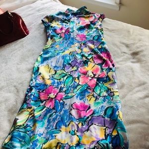 Silk satin Turquoise Long Chinese Dress